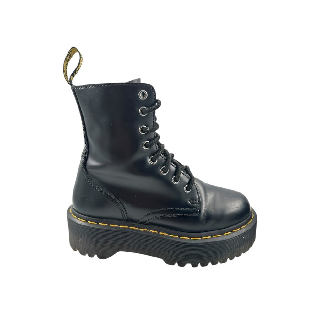 Dr Martens Jadon Platform Boots Black Smooth Leather Lace Up Zip Combat Sz 36/5